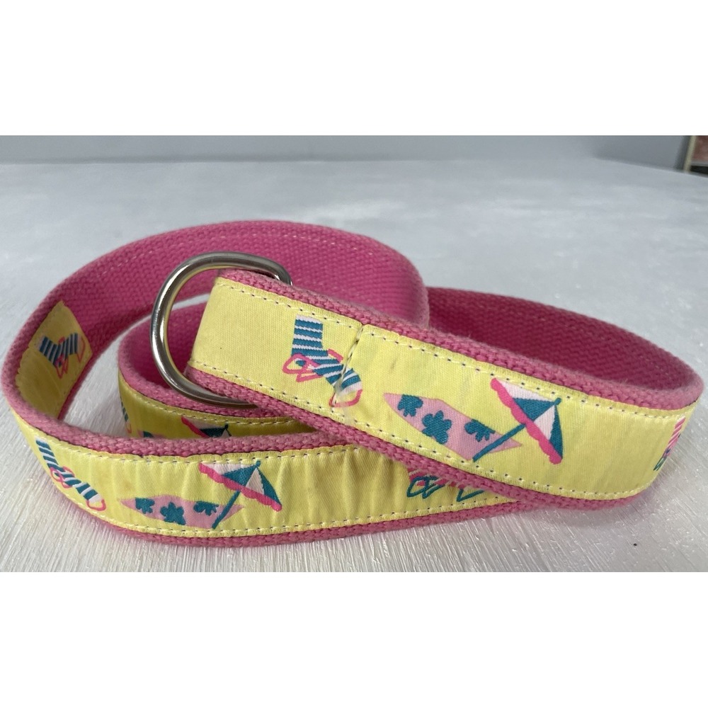 Atticus Douglas Paquette D-Ring Beach Chairs Fabric Belt - Women Yellow Pink